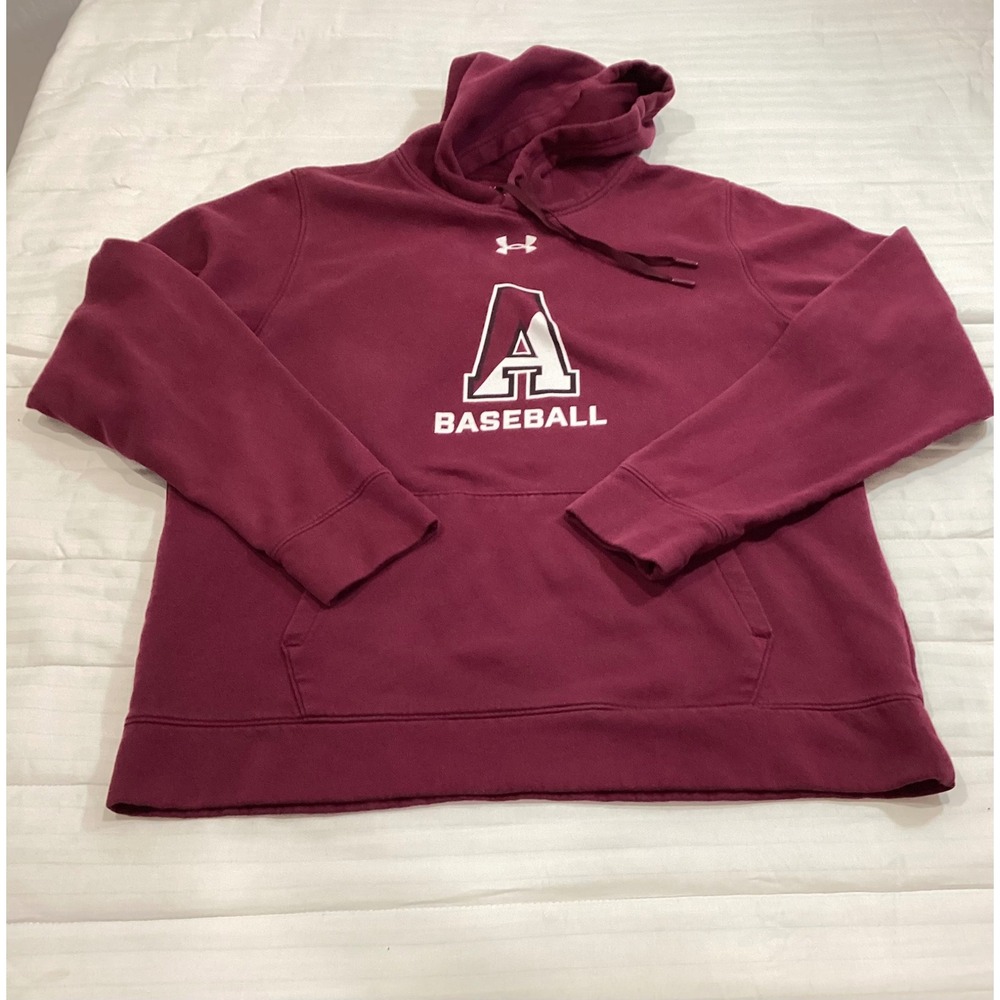 Under Armour Mens ColdGear Baseball Hoodie Maroon Pullover Sweatshirt‎ Large LG